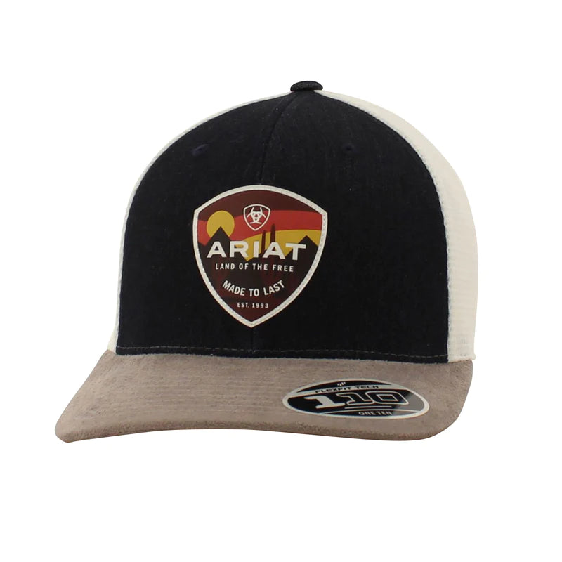 A300018120 Ariat Mens B Fit Cap Sunset Desert Logo Denim/White
