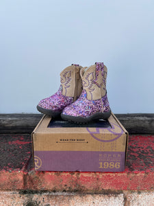 09-016-1225-3361 Roper Infant Cowbaby Southwest Glitter Boots Purple/Tan