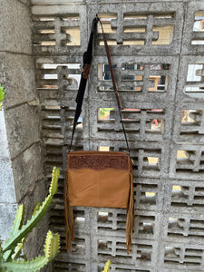 TLB-16 The Design Edge Tooling Hand Carved Medium Sling Bag Tan