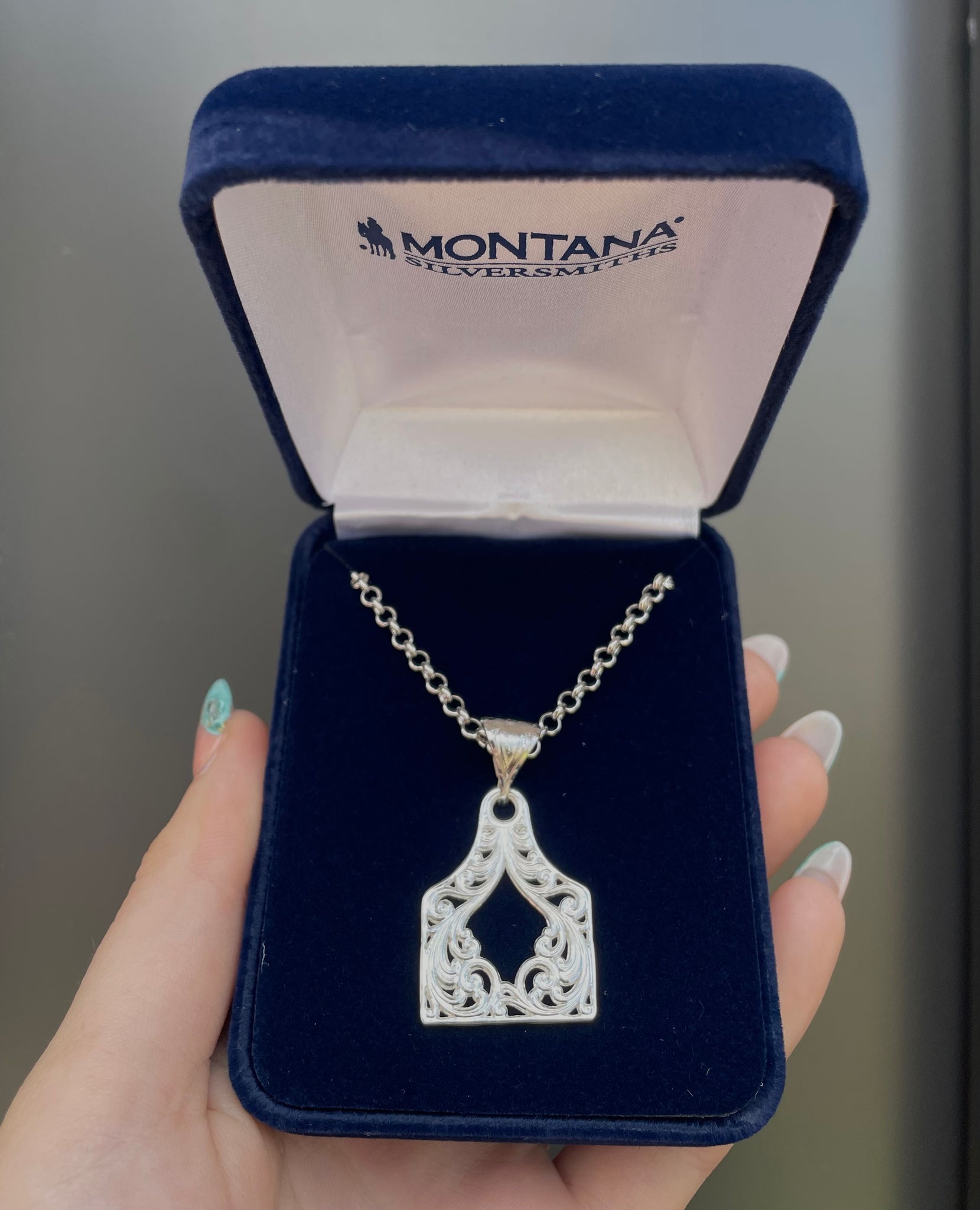 NC6135 Montana Silversmiths Out West Cow Tag Necklace