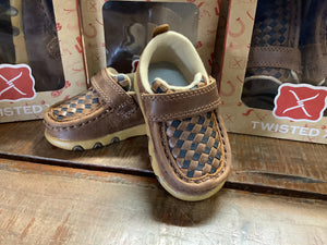 TCICA0022 Infants Weave Casual Mocs - Brown/Black