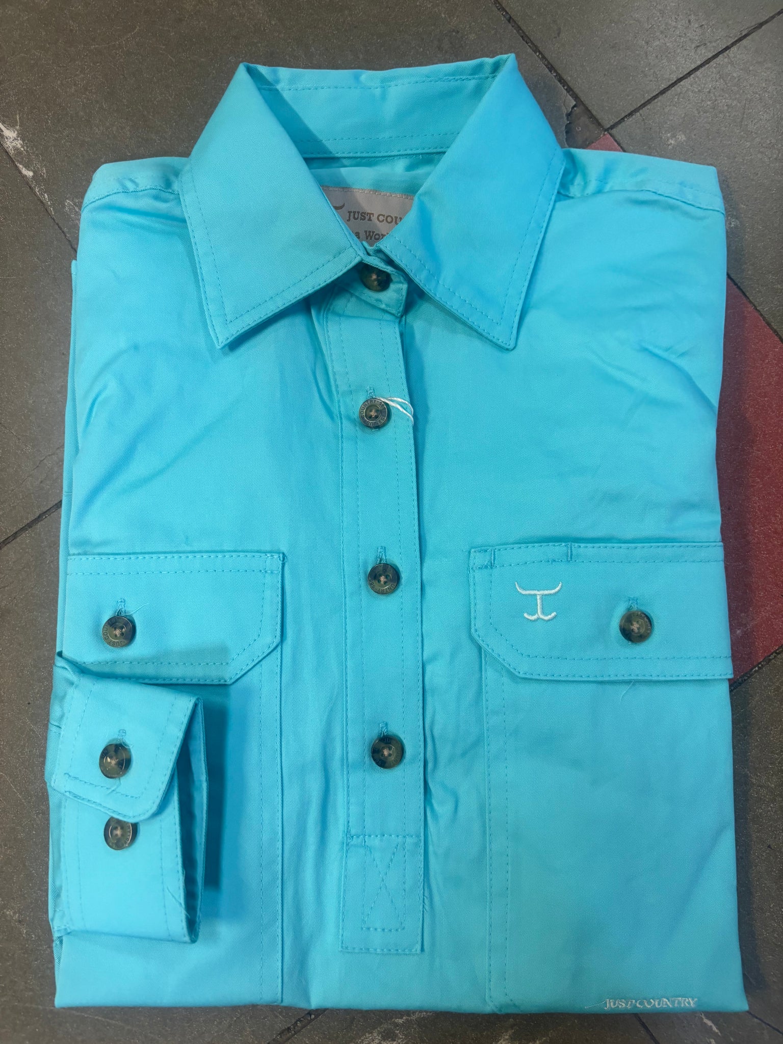 50505DUC Just Country Ladies Jahna Workshirt Duck Egg Blue