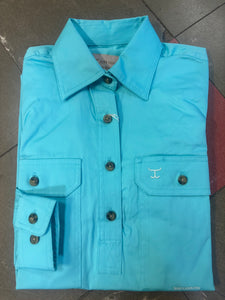 50505DUC Just Country Ladies Jahna Workshirt Duck Egg Blue