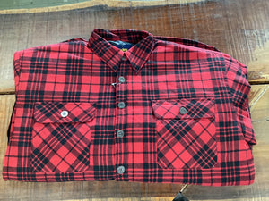 Bisley Mens Flannelette L/S Quilted Jacket Red Check