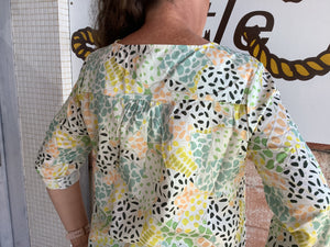 Corfu Ladies Cotton Print Long Sleeved Shirt / Summer Shades
