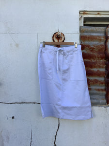Corfu Ladies Micro Knit Denim Skirt-WHITE