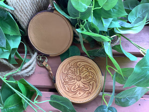 CA-10 TAN TOOLED LEATHER COIN PURSE