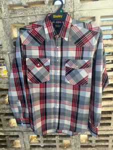 BS70284_CJER Bisley Mens L/S Western Shirt Large Check Red