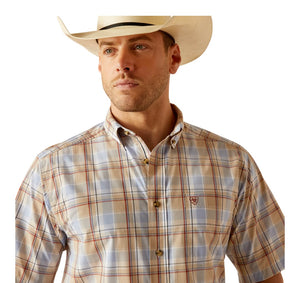 10048429 Ariat Men's Pro Series Denzel Short Sleeve Shirt - Beige
