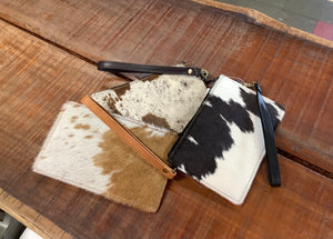 The Design Edge Small Embossing Leather & Cowhide Clutch TorontoEm Jersey Hairon and Black Leather