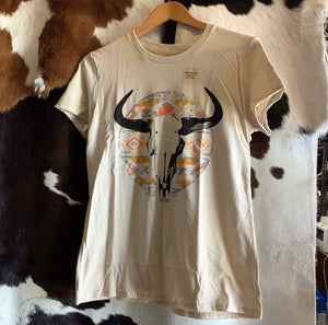 Ariat Ladies Longhorn Watercolour Short Sleeve Tee Natural