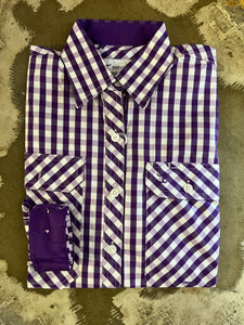 GWLS2399 Just Country Girls Harper Half Button Print Workshirt Purple Check