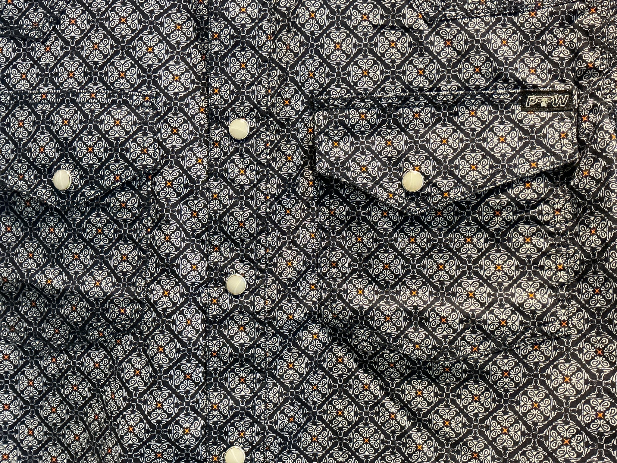 P5S1100070 Pure Western Mens Douglas L/S Shirt Navy/White