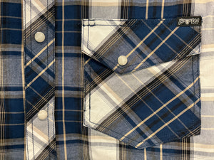 P5S1100071 Pure Western Mens Nicholas L/S Shirt Navy/Tan