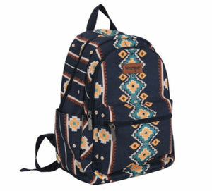 Southwestern Canvas Backpack Navy