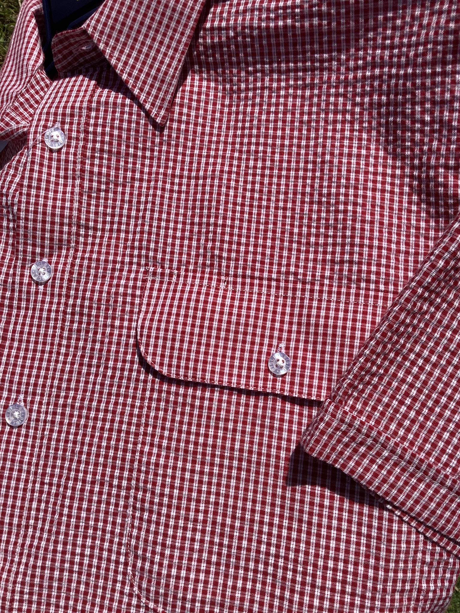 BS20382 Bisley Mens S/S Seersucker Shirt Red Check