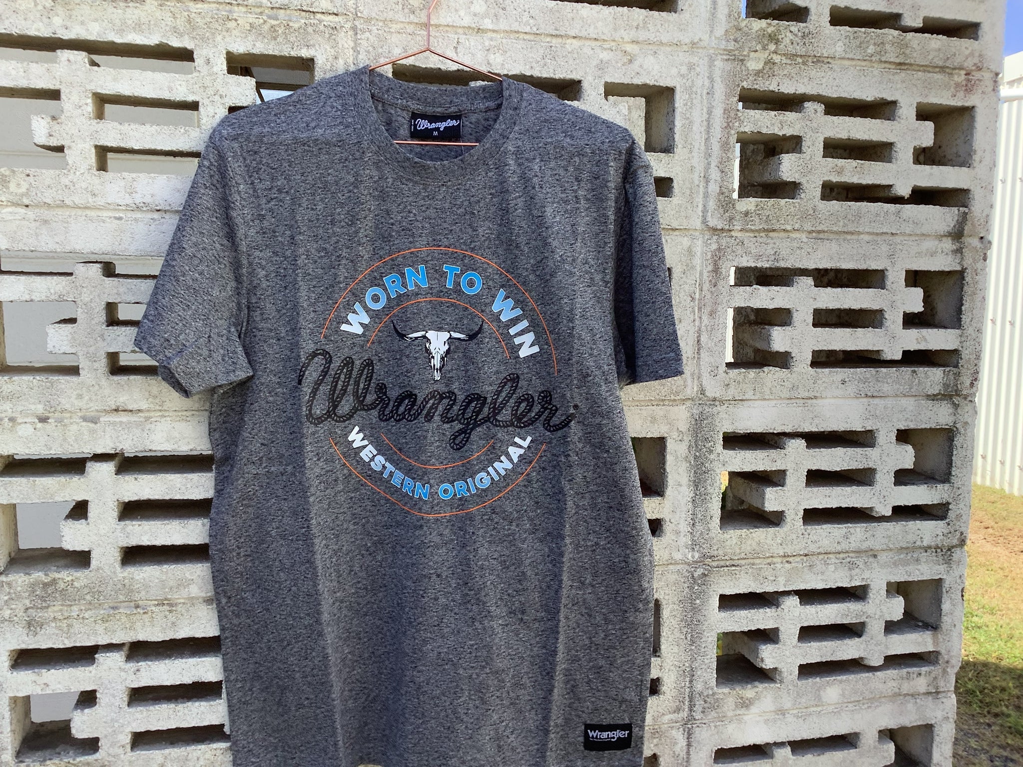 X4S1557167 Wrangler Men's David SS Tee-CHARCOAL MARLE