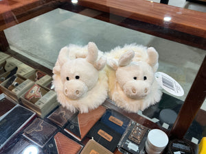 MRT30035C - Highland Cow Plush Baby Slippers House Shoes - 12cm - Cream