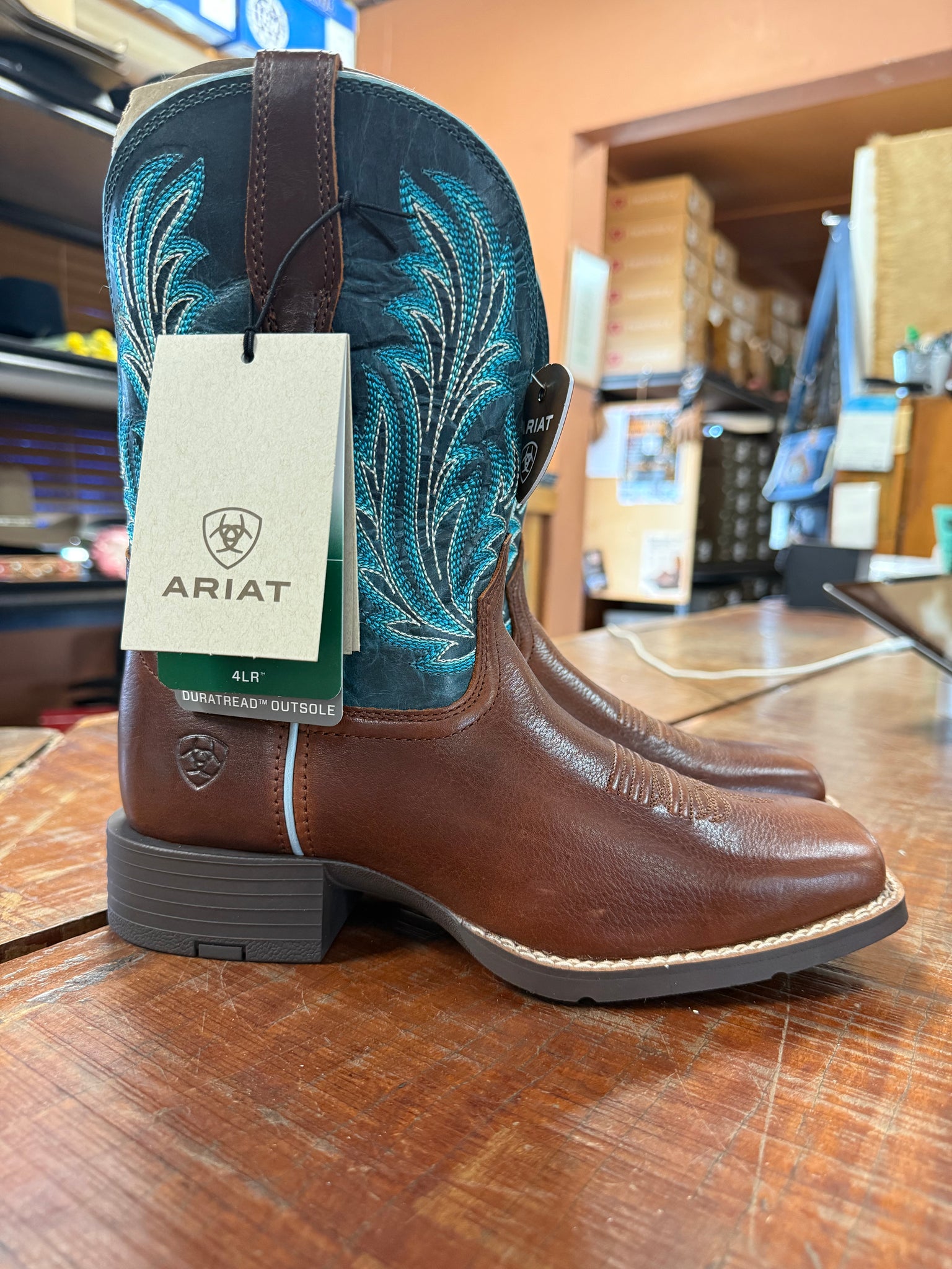 10064073 Ariat Ladies Round Up Filly Boots Oiled Teak/Loyal Blue