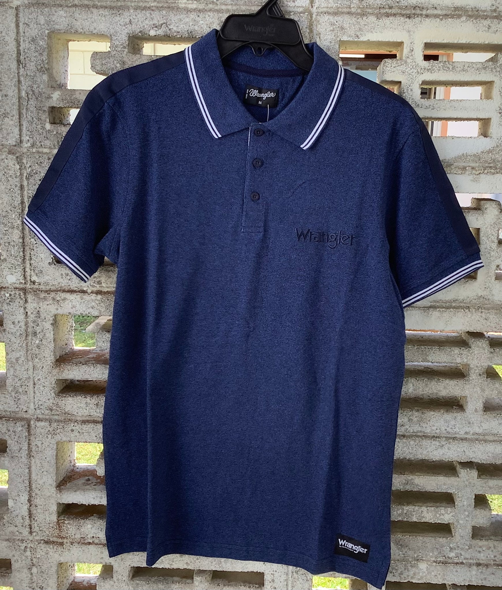 X4S1560188 Wrangler Men's Jackson Short Sleeve Polo Navy Marle