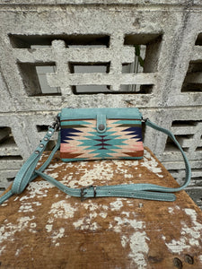 Southwestern Aztec Clutch Bag Blue/Multi
