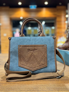 X5S2926BAG Wrangler USA Southwestern Feature Buckle Bag Light Blue