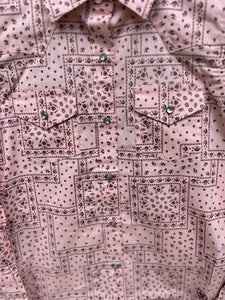 10043816 Girls Paisley Snap L/S Shirt - Coral Blush Paisley print