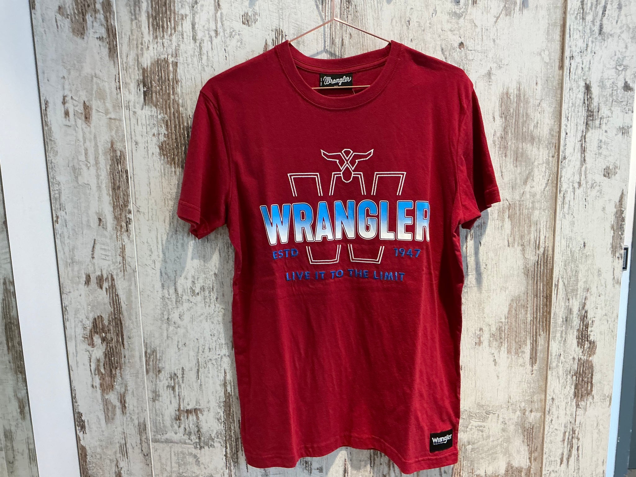X5S1557387 Wrangler Mens Wesley S/S Tee Red