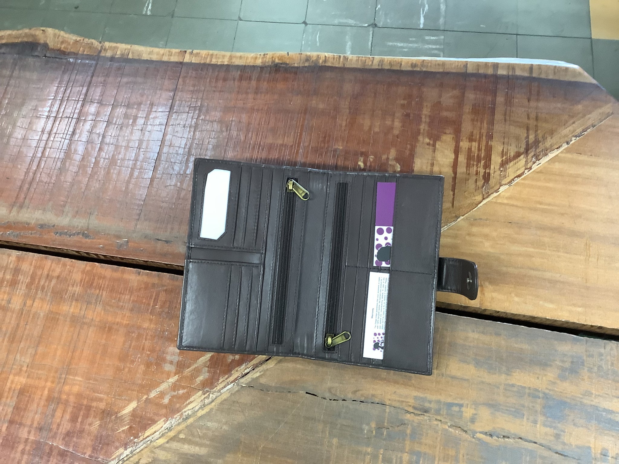 The Design Edge Ladies Woven Cowhide Wallet Los Angeles WH Jersey Hairon and Leather - Chocolate
