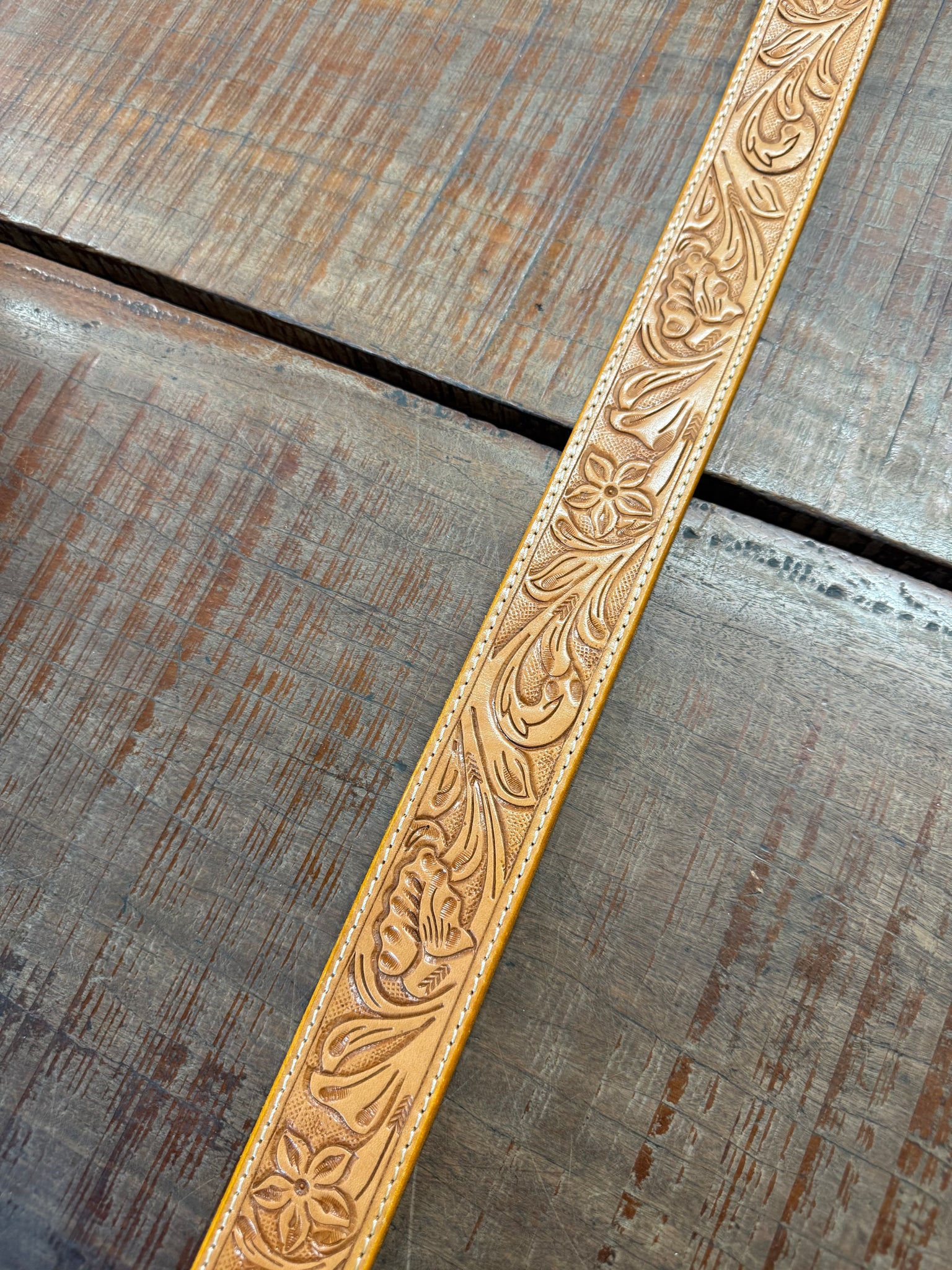 ST-01 Tan Tooling Leather Bag Strap