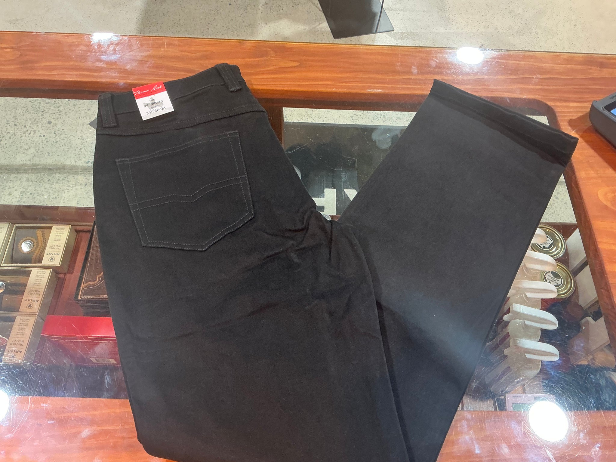 TCP1241007 Thomas Cook Mens Stretch Moleskin 34" Leg Jean Black
