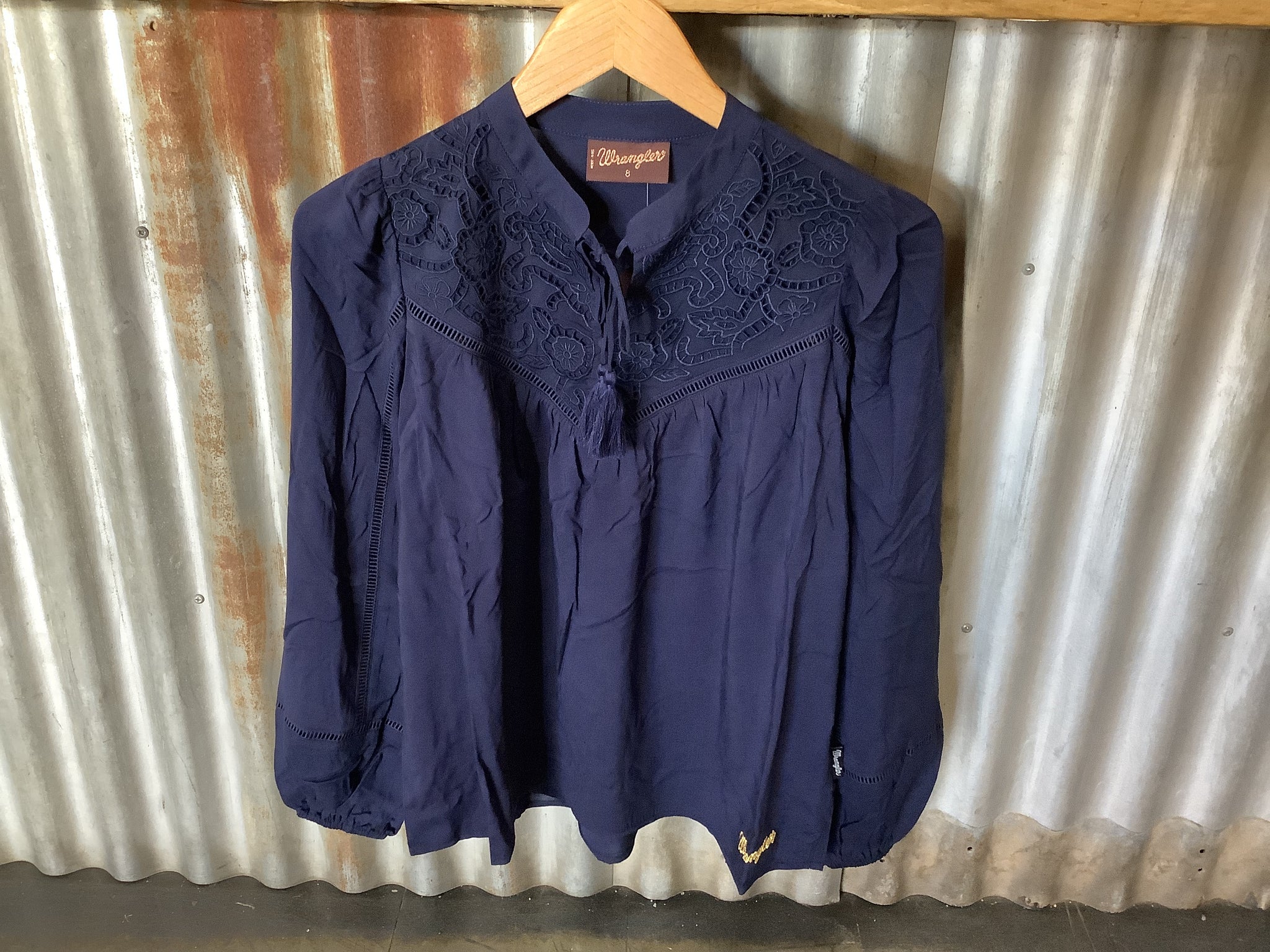 Wrangler Ladies Bridie Long Sleeve Blouse Navy