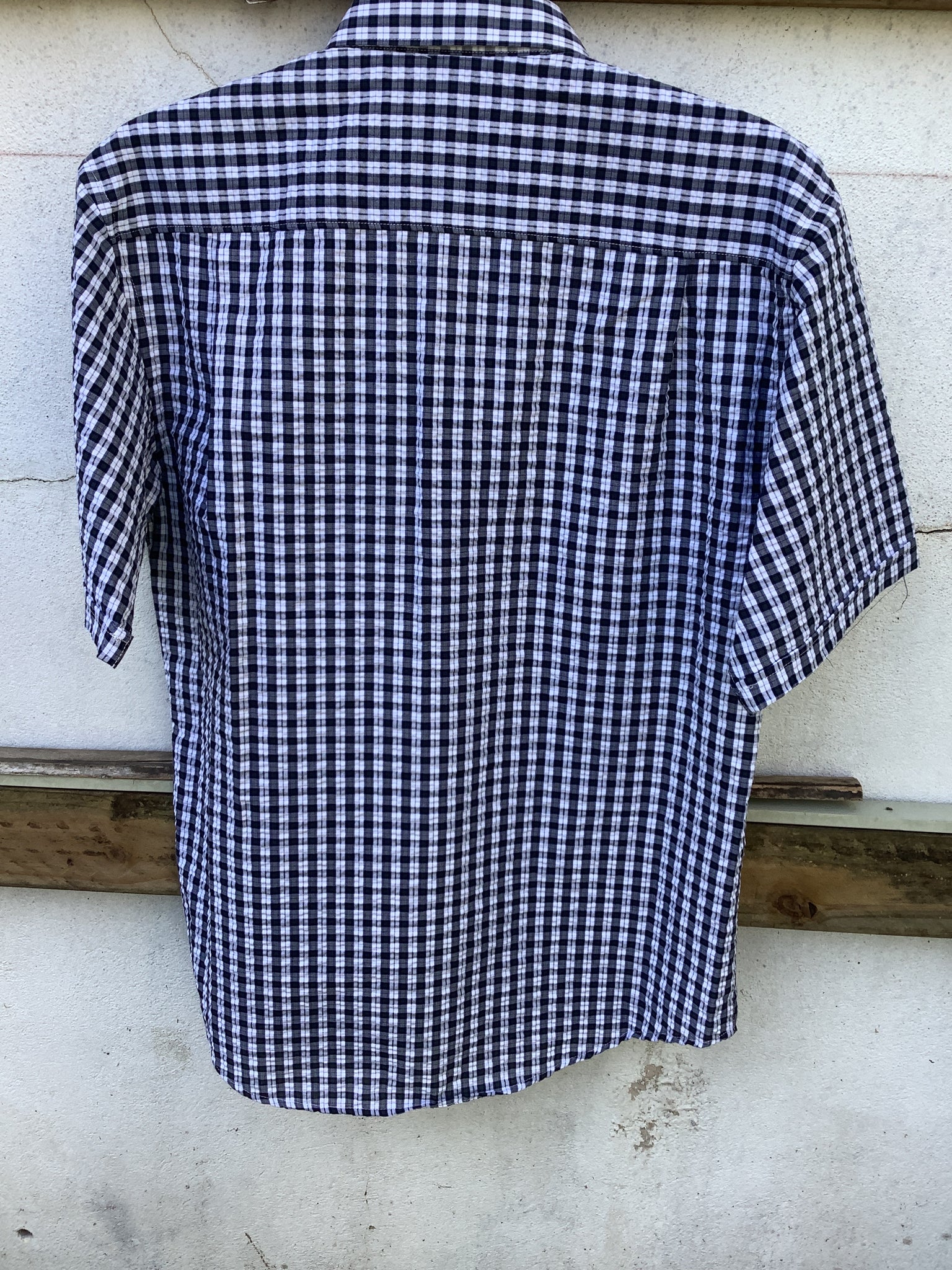 BS20381 Bisley Mens S/S Seersucker Shirt Black Check
