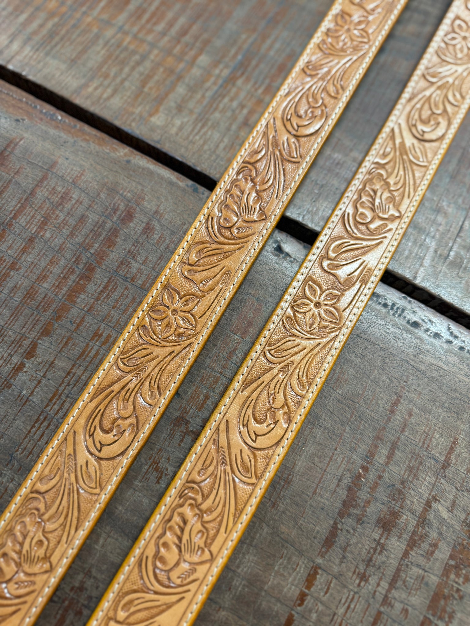 ST-01 Tan Tooling Leather Bag Strap