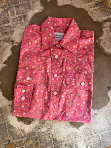 WWLS2356 Just Country Ladies Georgie Half Button Print Workshirt Hot Coral Mini Peonies