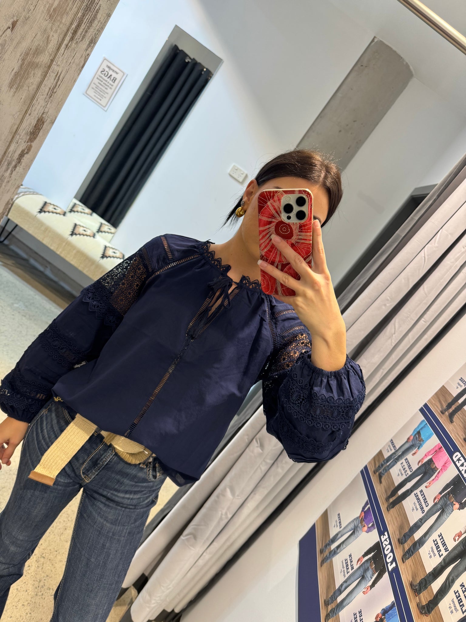X5S2513443 Wrangler Ladies Tamara L/S Blouse Navy