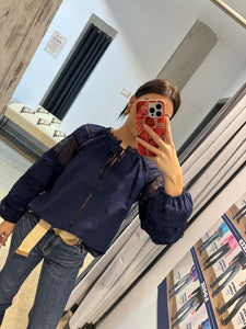 X5S2513443 Wrangler Ladies Tamara L/S Blouse Navy