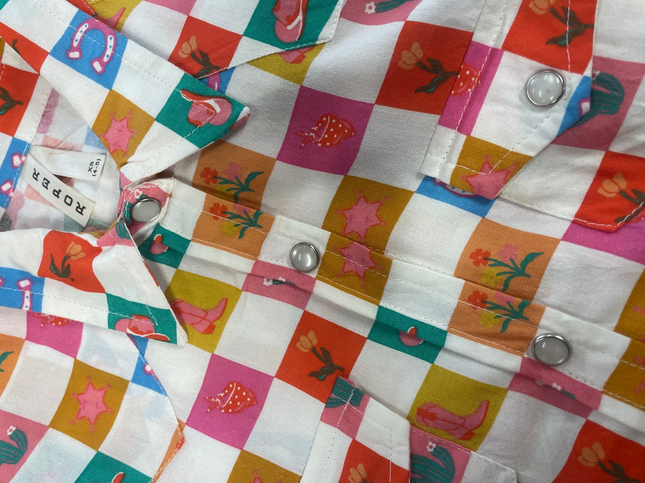 03-080-0590-4082 Roper Girls Five Star Collection L/S Shirt Print White