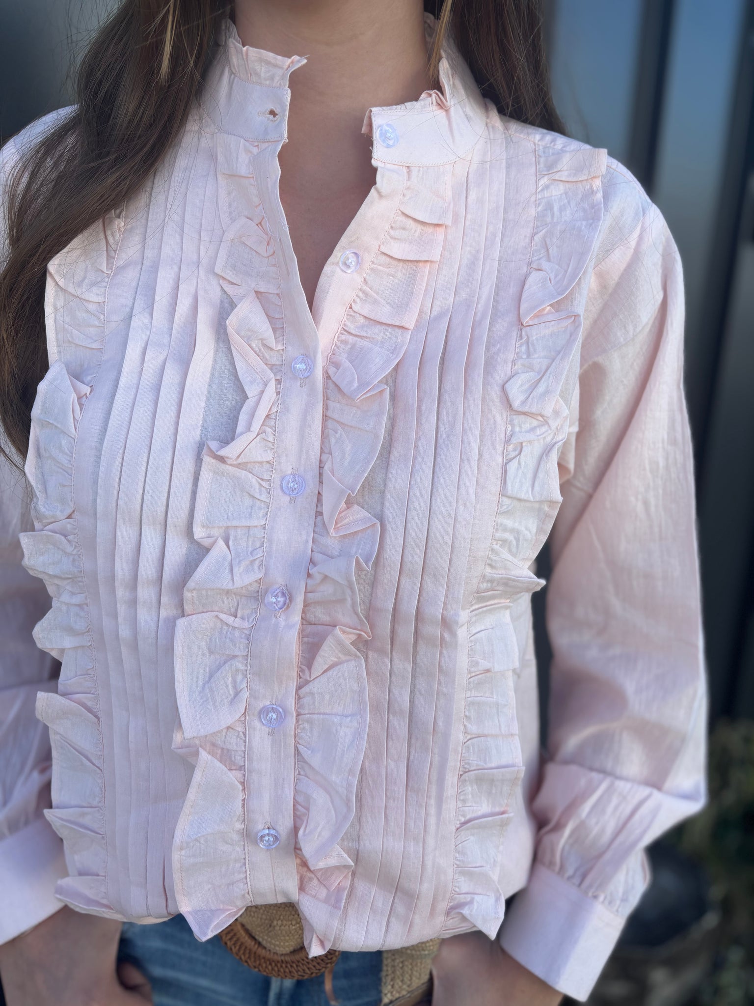 Roselle Picnic Tuxedo L/S Shirt Shell Pink