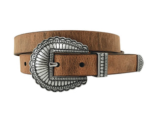 9666300 - Roper Women's Distressed Leather Brown Belt - 3 Piece Buckle
