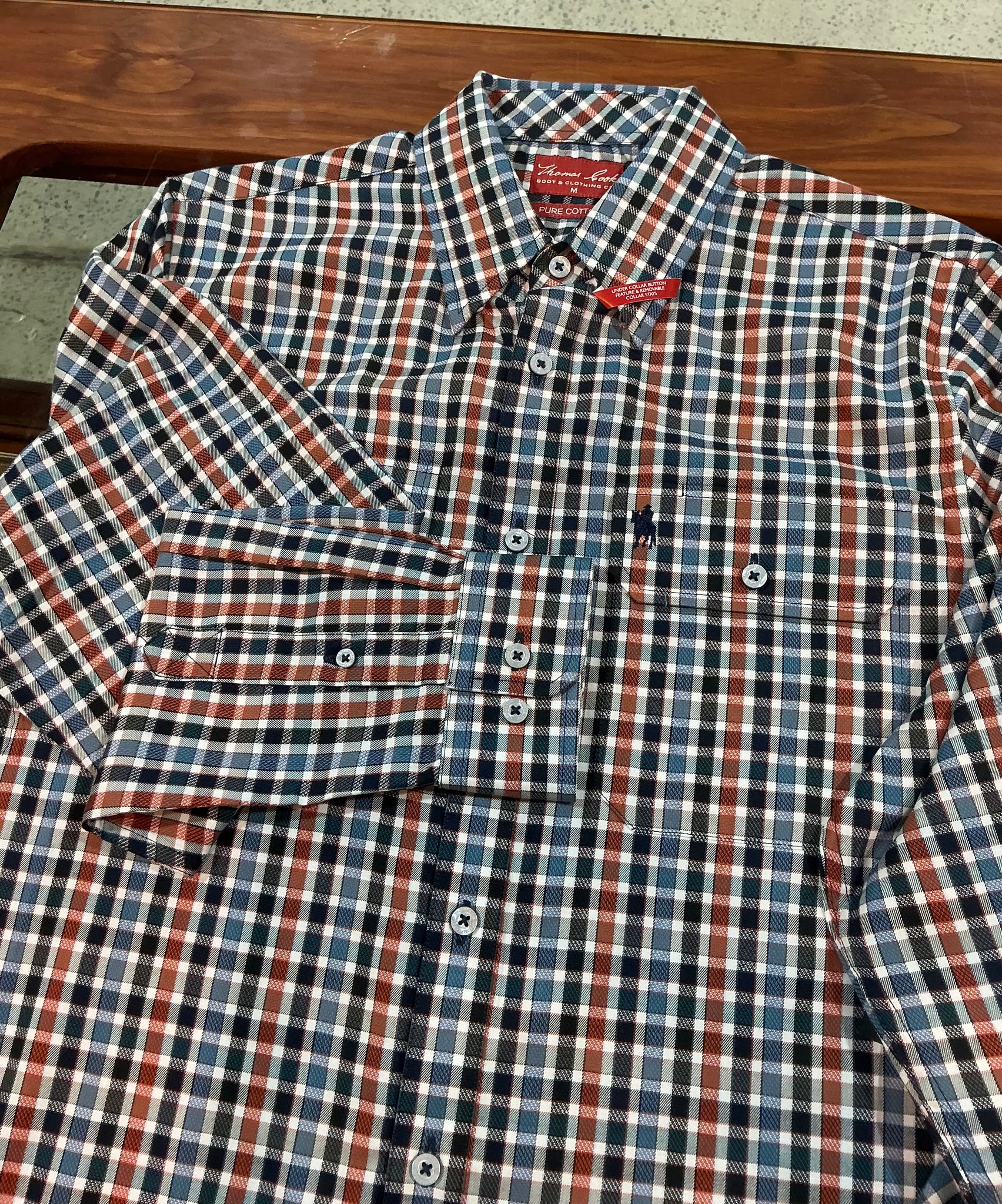 Thomas Cook Mens Ben Check L/S Shirt Navy/Tan