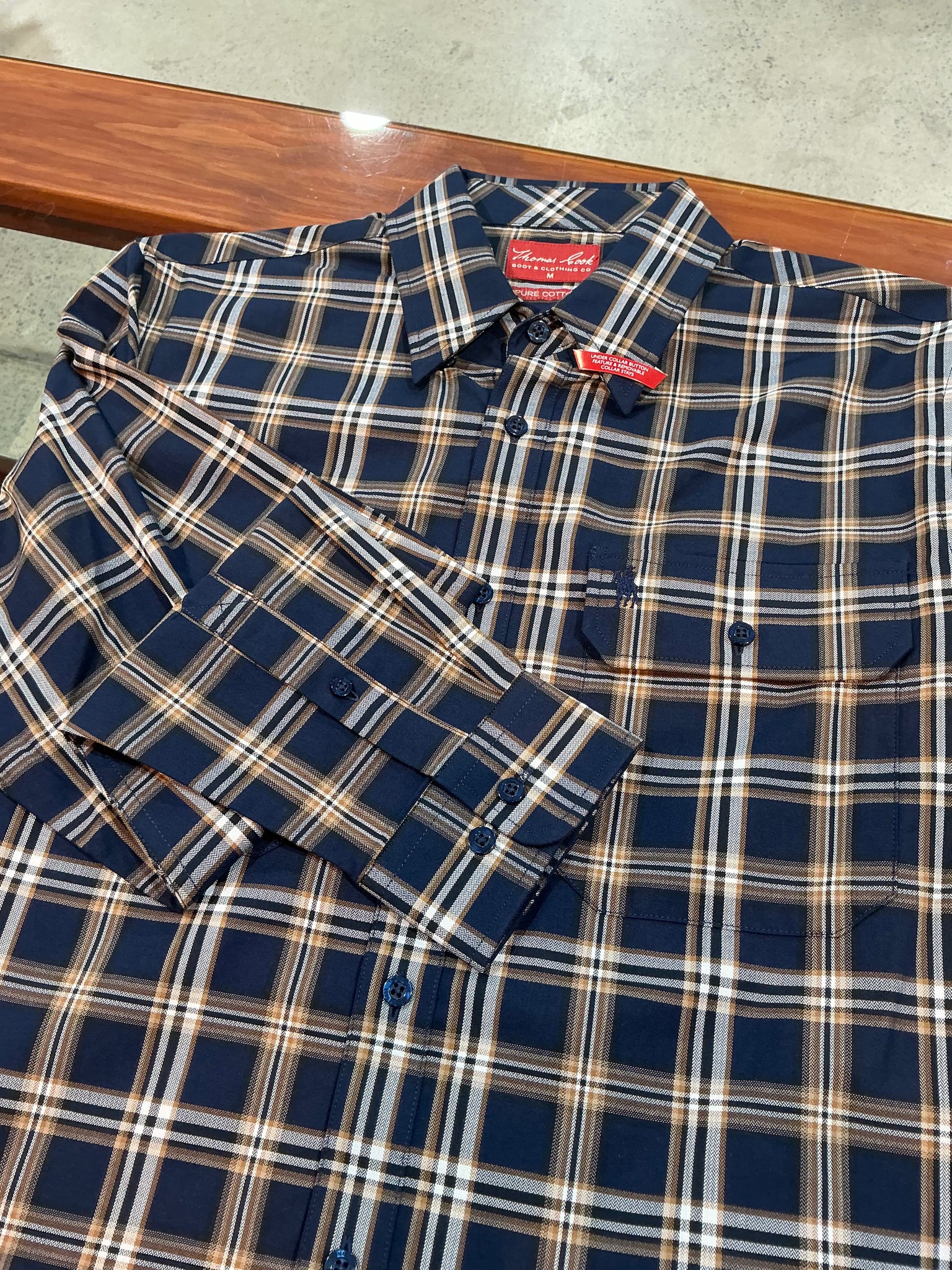 Thomas Cook Mens Dylan Check L/S Shirt Navy/Tan