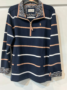 Thomas Cook Ladies Matilda 1/4 Zip Stripe Rugby Navy