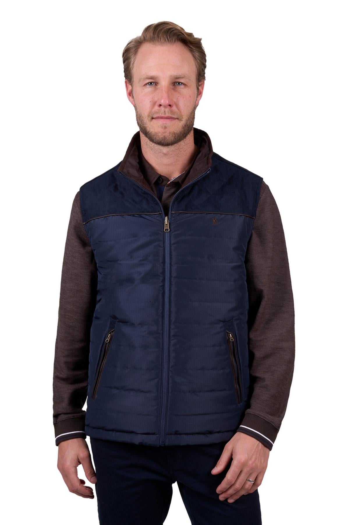 T5W1608007 Thomas Cook Mens Nathan Reversible Vest Dark Brown/Navy