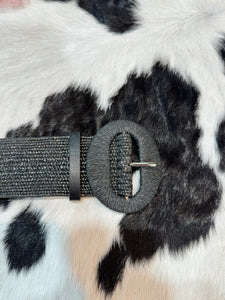 7094 Angels Whisper Alora Round Buckle Straw Belt in Black