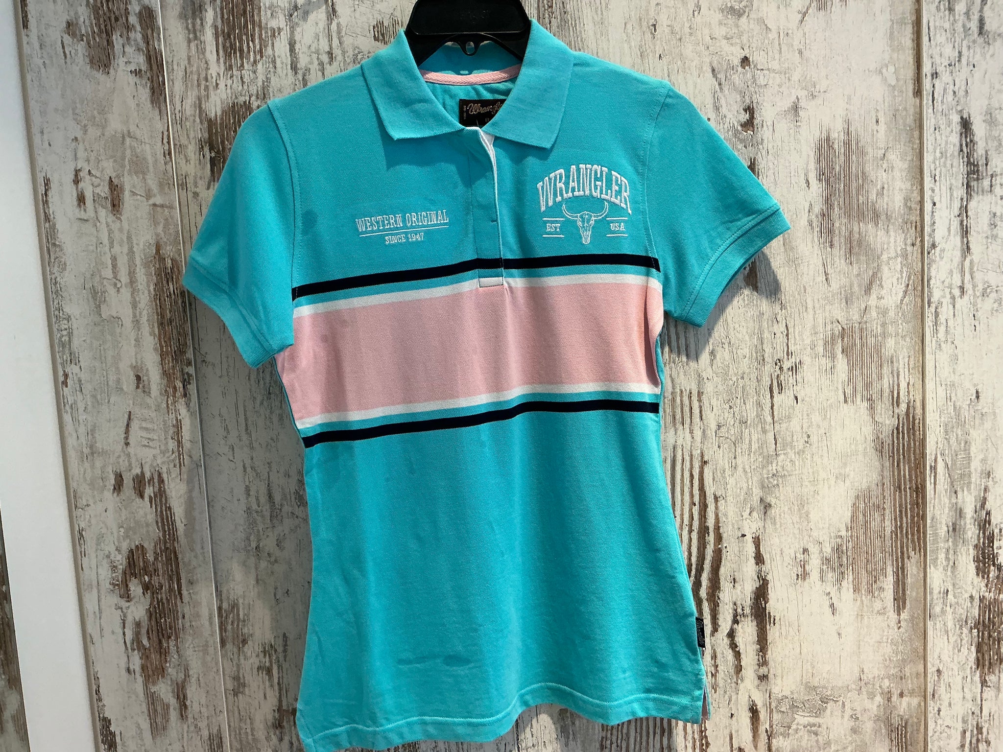 X5S2565413 Wrangler Ladies Lyndel S/S Polo Aqua