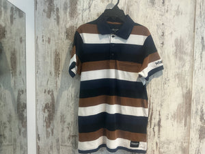 X5S1560375 Wrangler Mens Walter 1 Pocket S/S Polo Navy/Tan