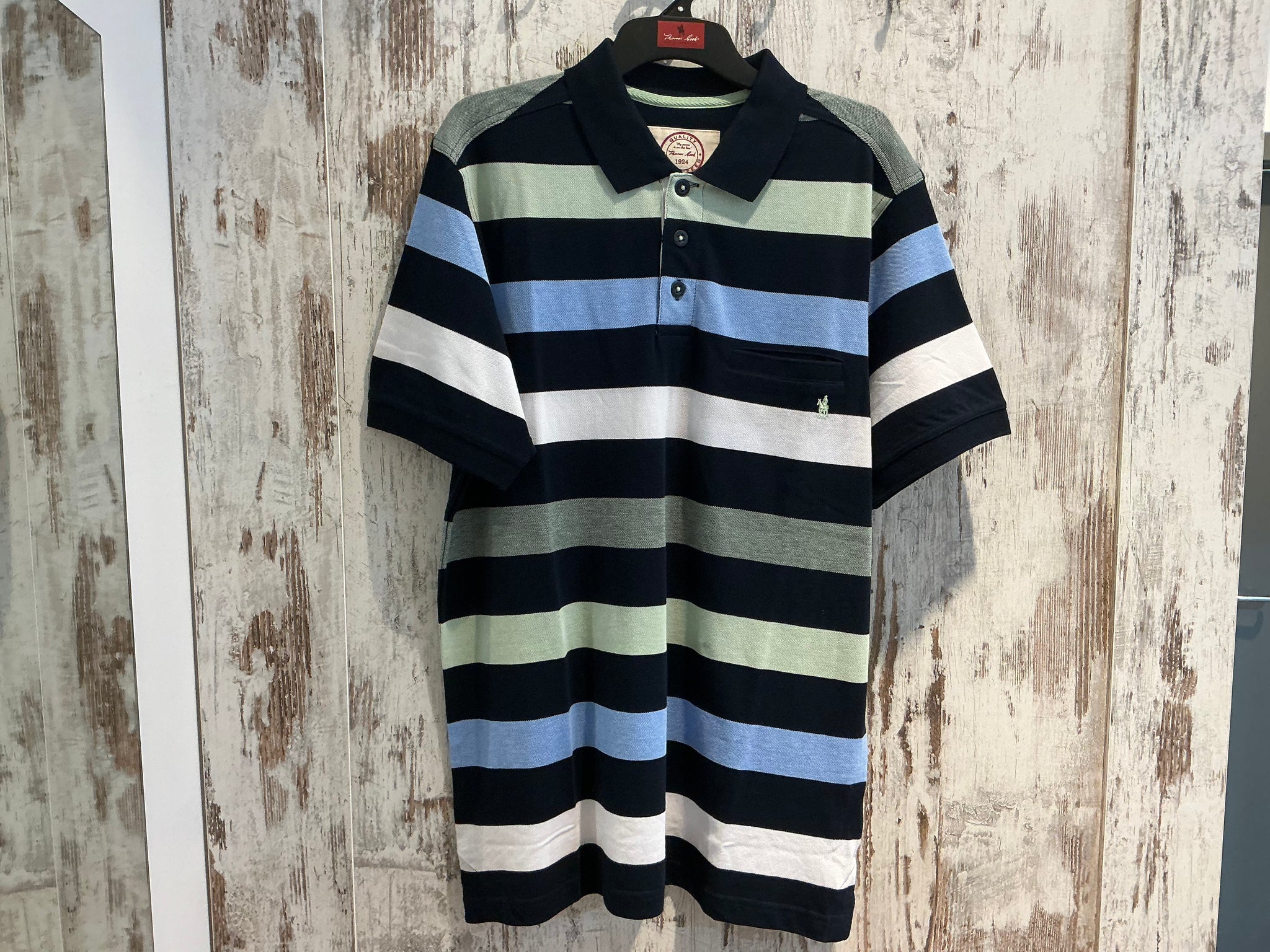 T5S1509019 Thomas Cook Mens Charles 1 Pocket S/S Polo Navy/Green