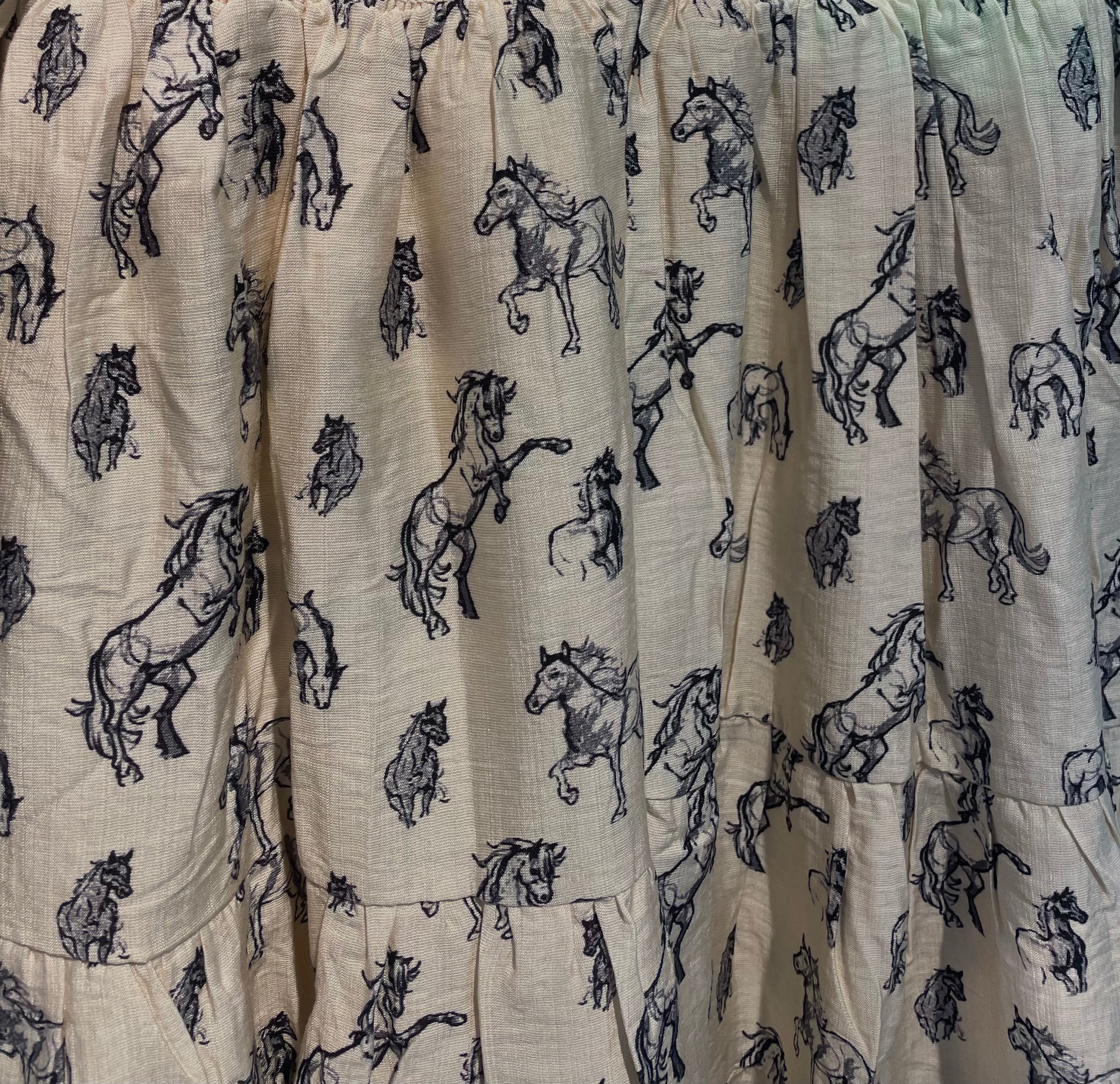 36347D - Blue B Horse Pattern L/S Dress Cream/Navy