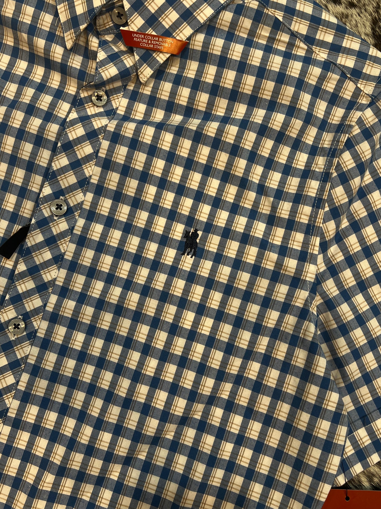 T5S1121049 Thomas Cook Mens Chris Tailored S/S Shirt Blue/Tan